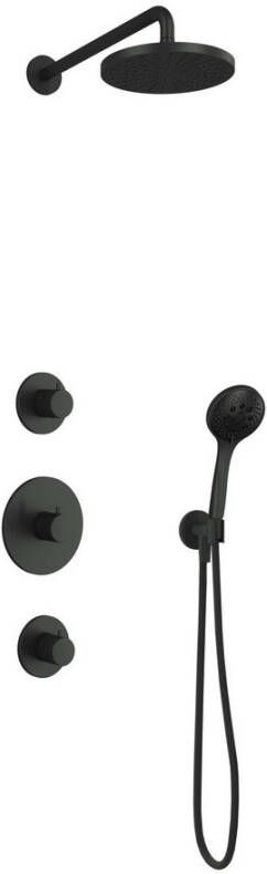 Hotbath Cobber IBS 20GN inbouw doucheset geborsteld nikkel met ronde handdouche 20cm hoofddouche met wandarm wandsteun met uitlaat