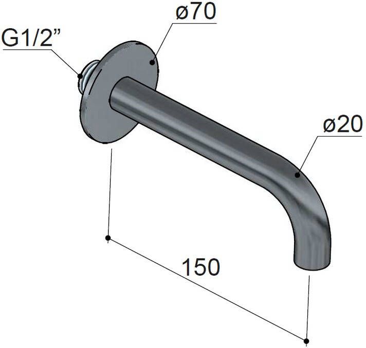 Hotbath Wastafelkraan Uitloop Cobber Rond 15 cm Zwart Chroom - Foto 3