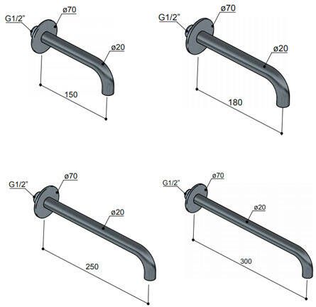 Hotbath Wastafelkraan Uitloop Cobber Rond 15 cm Gepolijst Messing PVD - Foto 2