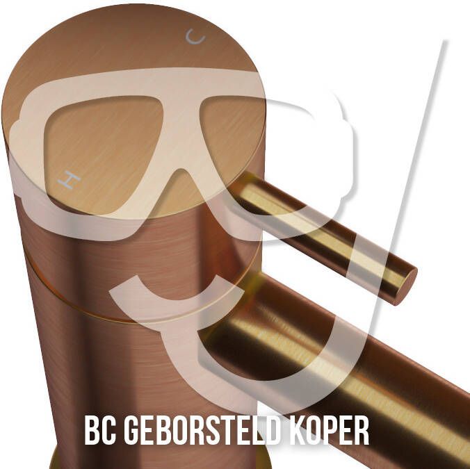 Douche Concurrent Badkraan Vrijstaand Hotbath Cobber Mengkraan Rond Geborsteld Koper 1 Greeps met Staafhanddouche