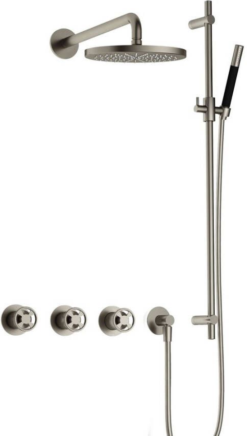 Hotbath Cobber IBSW70 Regendoucheset inbouw 38.5cm wandarm 20cm ronde hoofddouche staafhanddouche glijstang Geborsteld nikkel IBSW70GN7