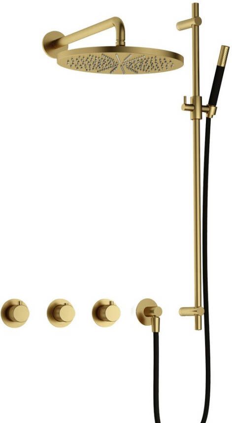 Hotbath Cobber X IBSX70 Regendoucheset inbouw hoofddouche 30cm Wandarm 38.5cm glijstang handdouche staaf 1 stand geborsteld nikkel IBSX70GN57