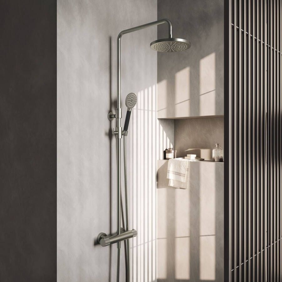 Hotbath Cobber X SDS9 thermostatische regendoucheset met 30cm ronde hoofddouche staafhanddouche zwart mat SDSX9BL5