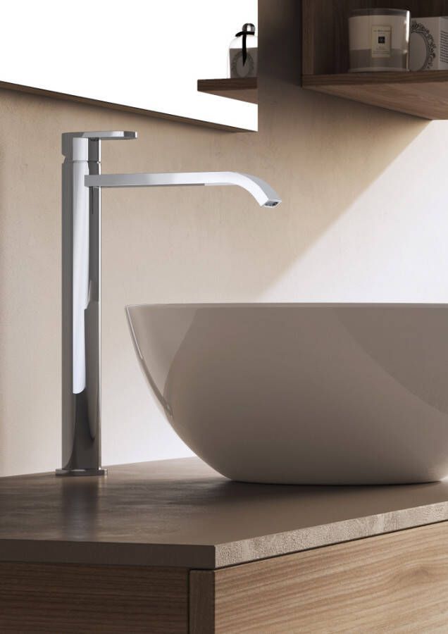 Hotbath Friendo verhoogde wastafelkraan met cascade uitloop zonder waste geborsteld nikkel FH003CGN - Foto 2