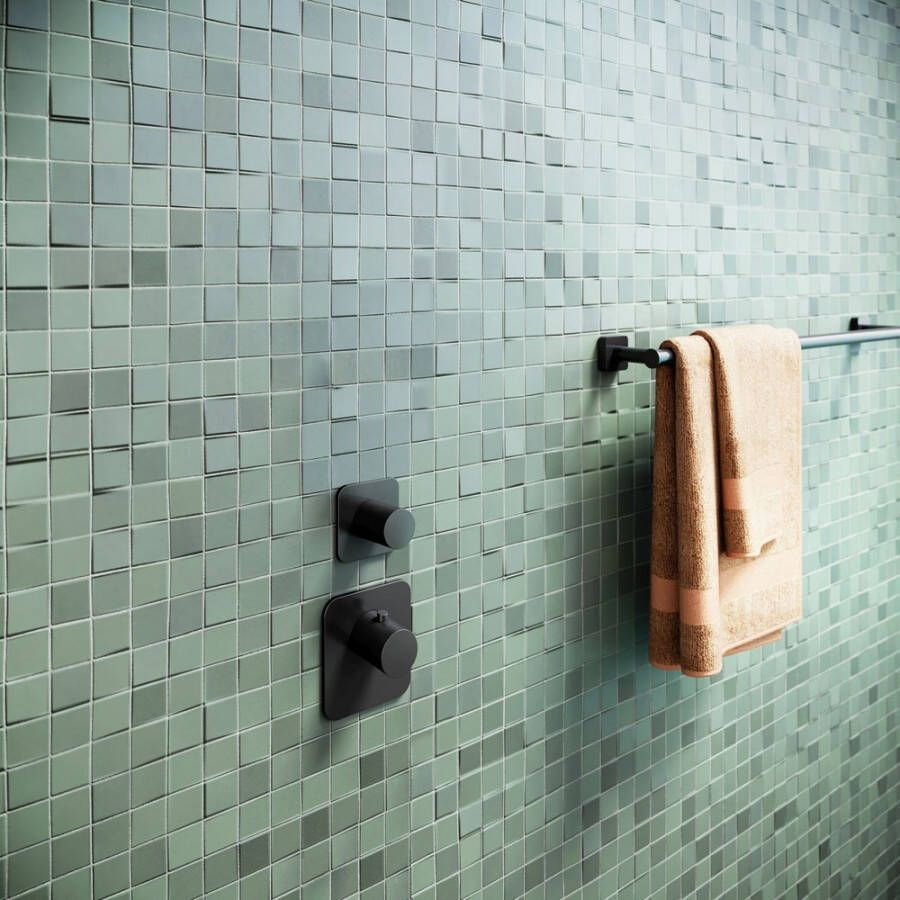 Hotbath Gal afbouwdeel voor High Flow thermostaat met 1 stopkraan horizontaal verticaal mat zwart