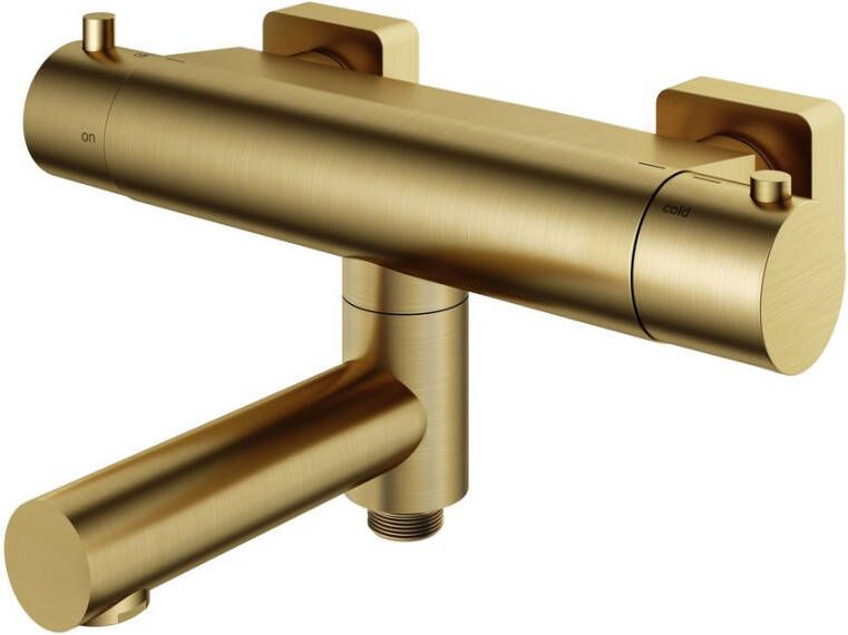 Hotbath Gal GL020BBP thermostatische badmengkraan met wegdraaibare omstel uitloop Geborsteld messing PVD