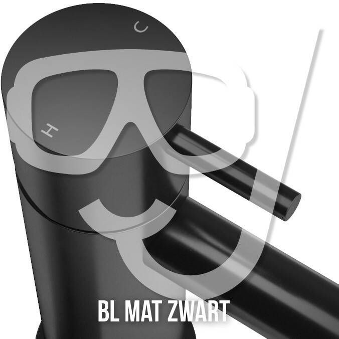 Hotbath Gal wastafelmengkraan met draaibare uitloop zonder waste 25 cm mat zwart - Foto 2