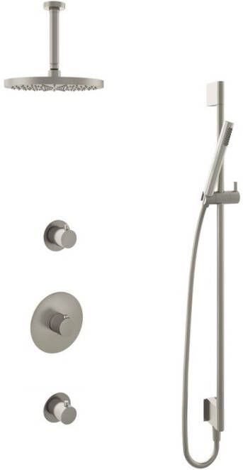 Hotbath Get together IBS1 Regendoucheset inbouw 15cm plafondarm 25cm ronde hoofddouche staafhanddouche glijstang geborsteld nikkel IBS1GN247