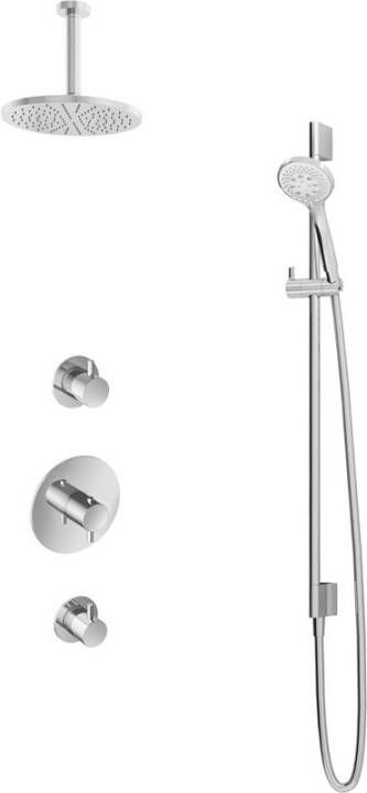 Hotbath IBS 1 Get Together inbouw doucheset Buddy geborsteld nikkel met ronde 3 standen handdouche 20cm hoofddouche met plafondbuis 15cm met glijstang - Foto 2