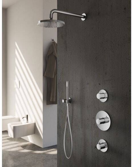 Hotbath IBS 1 Get Together inbouw doucheset Buddy geborsteld nikkel met ronde 3 standen handdouche 25cm hoofddouche met plafondbuis 15cm met glijstang