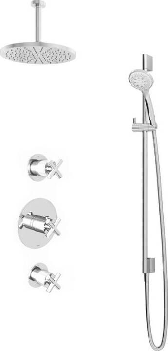 Hotbath IBS 1 Get Together inbouw doucheset Buddy chroom met ronde 3 standen handdouche 25cm hoofddouche met plafondbuis 15cm met glijstang - Foto 2