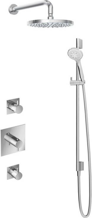 Hotbath IBS 2 Get Together inbouw doucheset Laddy vierkant chroom met ronde 3 standen handdouche 25cm hoofddouche met wandarm met glijstang