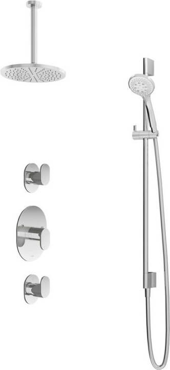 Hotbath IBS 1 Get Together inbouw doucheset Buddy geborsteld nikkel met ronde 3 standen handdouche 20cm hoofddouche met plafondbuis 30cm met glijstang - Foto 3