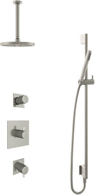 Hotbath Get together IBS1 Regendoucheset inbouw 30cm plafondarm 20cm ronde hoofddouche staafhanddouche glijstang geborsteld nikkel IBS1GN37 - Foto 2