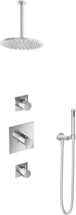 Hotbath IBS 2 Get Together inbouw doucheset Laddy vierkant chroom met staafhanddouche 25cm hoofddouche met plafondbuis 30cm zonder glijstang