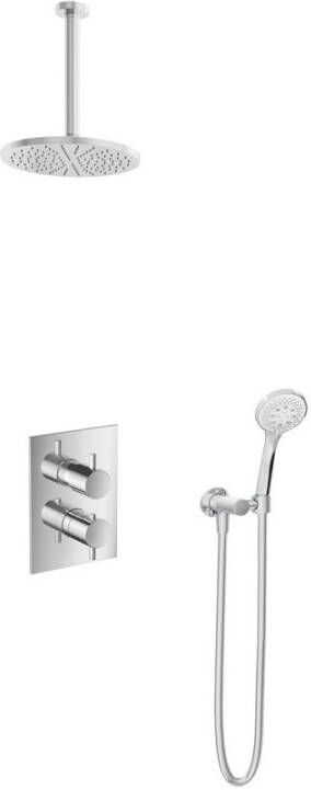 Hotbath IBS 1A Get Together inbouw doucheset Buddy geborsteld nikkel met ronde 3 standen handdouche 20cm hoofddouche met plafondbuis 30cm met glijstang