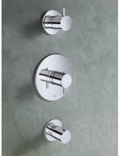 Douchekraan Hotbath Laddy Inbouw Thermostatisch Rond Glans Chroom 3 Greeps