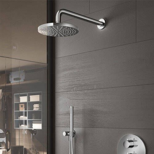 Douche Concurrent Douchearm Muur Hotbath Mate Rond 450 Geborsteld Nikkel - Foto 4