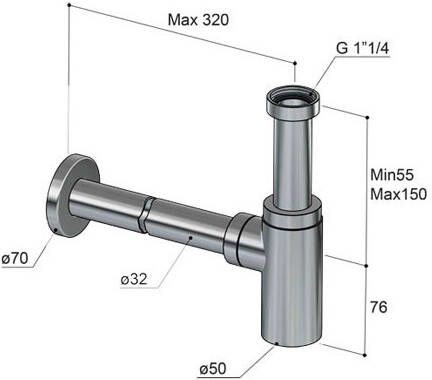 Douche Concurrent Wastafel Sifon Hotbath Cobber Rond 11 4 Zwart Chroom - Foto 2