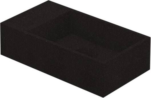 INK Contra fontein vierkant zonder kraangat met aflegplateau links 40 x 22 x 10 cm quartz zwart