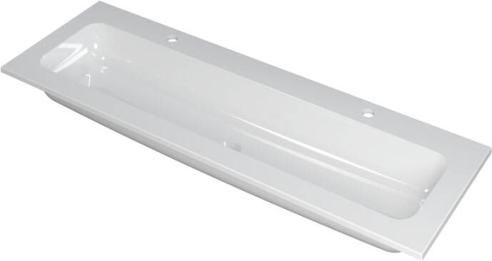 Ink Faktor Wastafel polystone centraal met 2 kraangaten Glans wit 1400x450x15 mm (bxdxh)