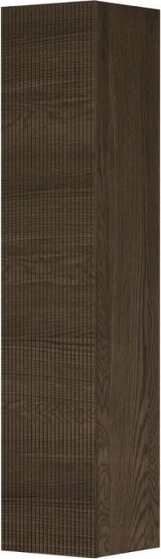INK hoge kast 1 deur links rechts greeploos echt hout verticaal gefreesd 36x37x169cm massief eiken charcoal