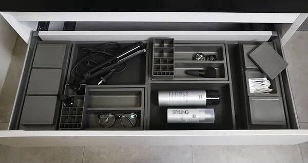 INK lade-indeling bestaande uit 2x model S lade-verdeling inclusief 2 anti-slipmatten 4cm antraciet
