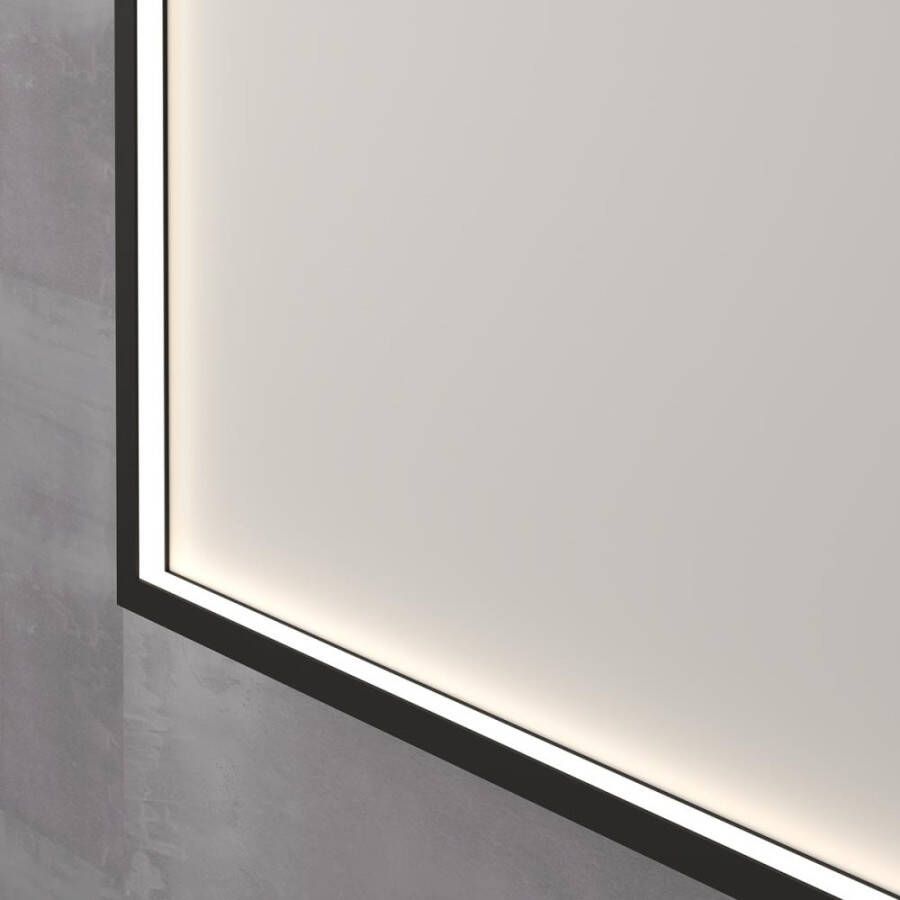 INK SP19 rechthoekige spiegel verzonken in stalen kader met directe LED-verlichting verwarming colour-changing en sensorschakelaar 80 x 60 x 4 cm