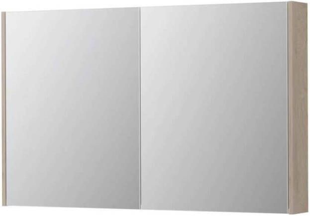 INK SPK2 spiegelkast met 2 dubbelzijdige spiegeldeuren 4 verstelbare glazen planchetten stopcontact en schakelaar 120 x 14 x 73 cm mat kasjmier