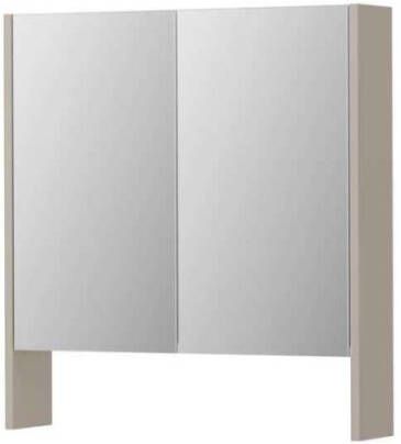 Ink SPK3 Spiegelkast 70x14x74cm 2 deuren dubbelzijdige Spiegel open planchet schakelaar en stopcontact MFC Ivoor eiken 1110080