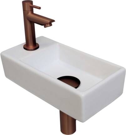 INK Versus fonteinpack inclusief porseleinen fontein met afzetplateau l s fonte raan designsifon designplug en montageset 36x9x18 cm glans wit