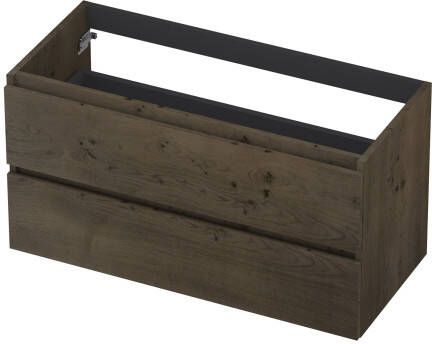 INK Fineer Wastafelonderkast 100x45x52cm 2 lades greeploos houten keerlijst MDF Fineer Charcoal 1221444