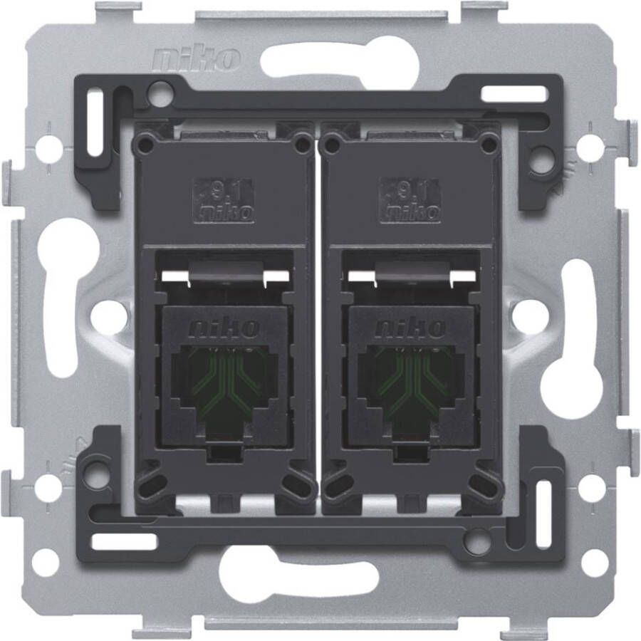 Niko 2x RJ45-aansluitingen UTP cat. 5E vlakke uitvoering incl. inbouwraam met schroefbevestiging