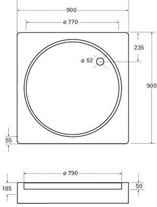 Plieger Luxury douchebak acryl vierkant met ronde inzet 90x90x9cm wit 11002031212101 - Foto 2