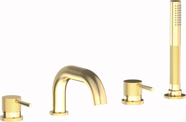 Plieger Roma afbouwdeel v. 4-gats badrandkraan met uitloop en handdouche geborsteld goud ID396 BRUSHED GOLD