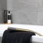 Regn complete thermostatische badinbouwset met staafhanddouche geborsteld goud - Thumbnail 1
