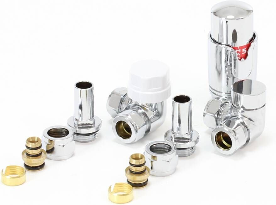 Blinq Ceres thermostatische radiator aansluitset haaks 1 2" chroom - Foto 2