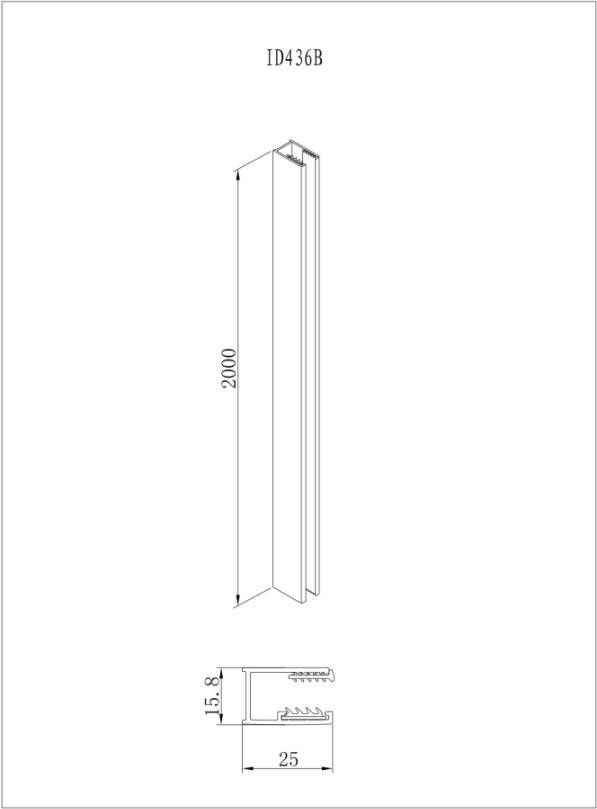 Sub 066 wandprofiel walk-in 200 cm voor 8 mm glasdikte mat zwart