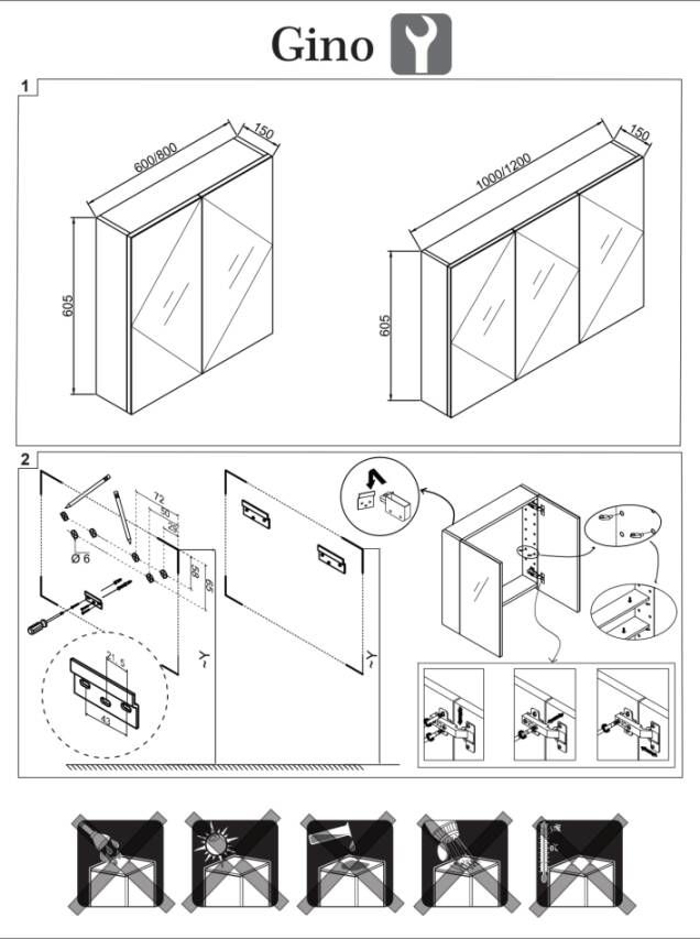Royal Plaza Talis spiegelkast 120cm met 3 deuren wit gelakt 33244 - Foto 2
