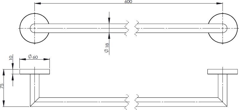 Novara Neuer R-line enkel Handdoekhouder 60cm mat zwart - Foto 2