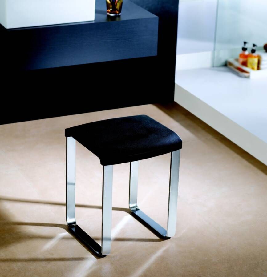 Royal Plaza Zelkova badkamerstoel met zwart grijze zitting ral 7021 chroom 18053 - Foto 2