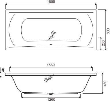 Royal Plaza Plata duo bad 180x80cm wit 76768 - Foto 2