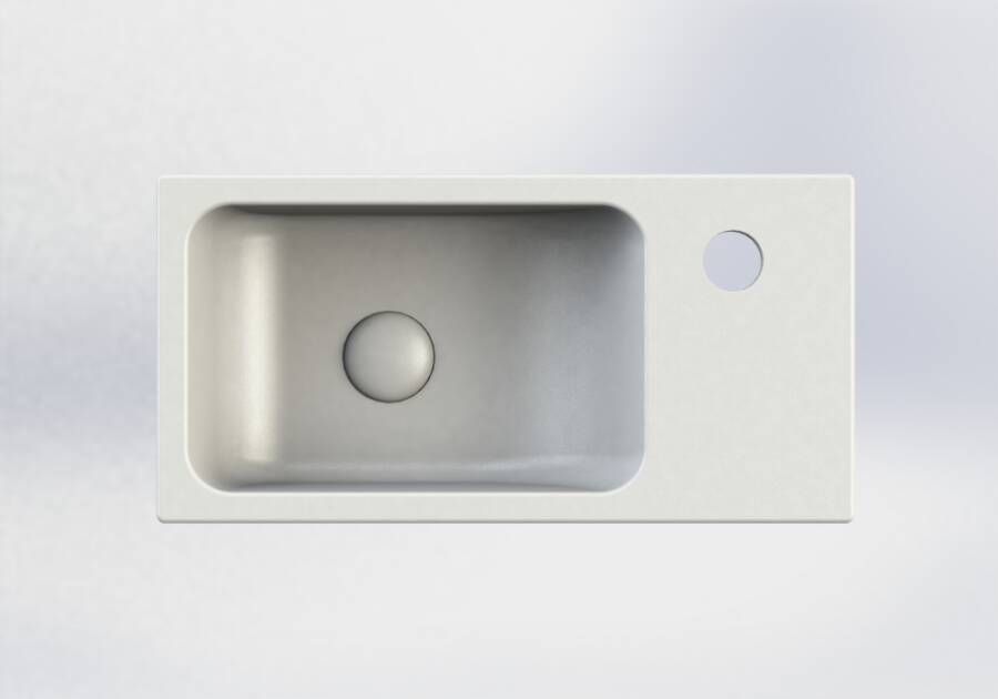 Sub 68 rechthoekig fontein met kraangat rechts 40 x 20 x 10 cm mat wit