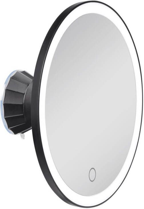 Sub Bjorn ronde make-up spiegel 3x vergrotend met LED-verlichting mat zwart
