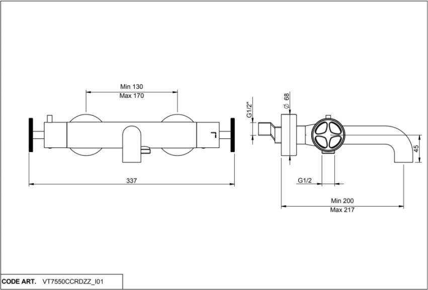 VT Wonen baden Flame badthermostaat met industriele greep black steel black steel