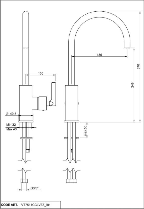 Vtwonen Vt wonen baden Grip hendelkraan hoge uitvoering met hendel bronze bronze
