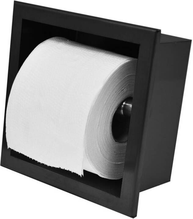 Sub inbouw toiletrolhouder mat zwart - Foto 1