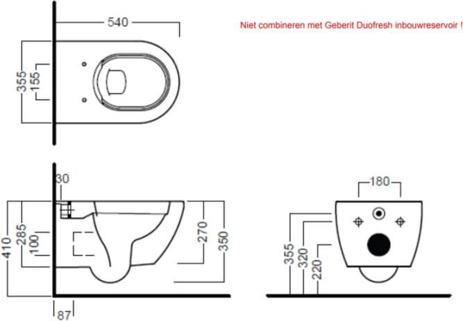 Royal Plaza Kolor Belbo wandcloset verkort 48 5cm zonder spoelrand diepsp m.wit 1787780