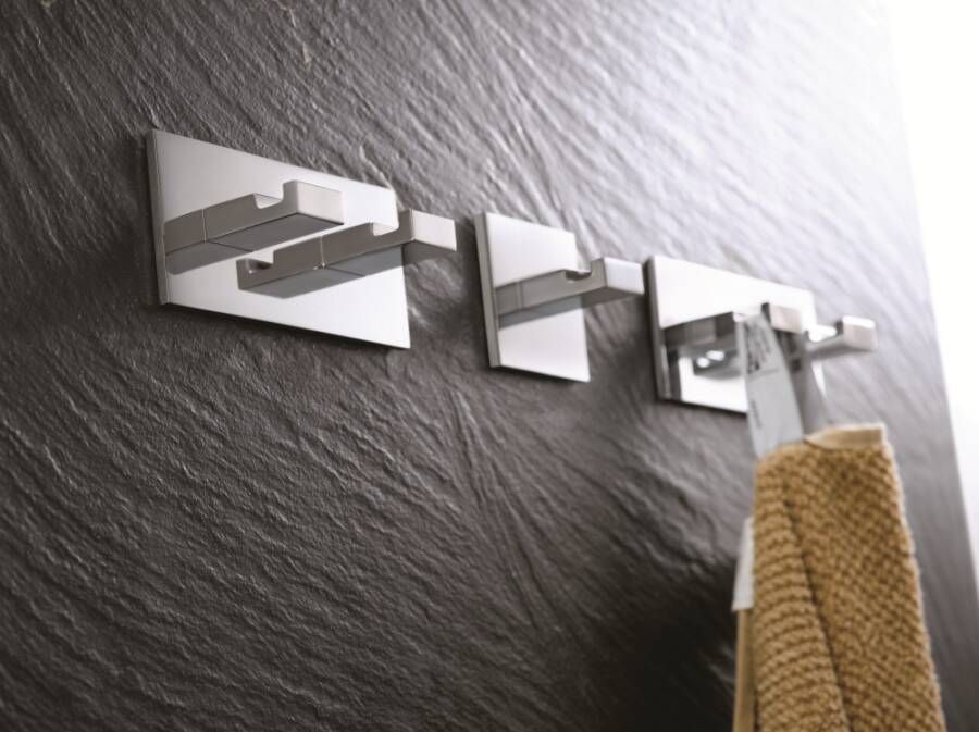 Sub Siena vierkante handdoekhaak schroefloze bevestiging 5 4 x 5 4 x 4 2 cm chroom