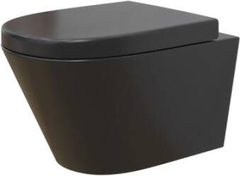 Sub Wiesbaden Stereo hangend toilet met softclose- en quick release-zitting 40 x 35 5 x 53 cm mat zwart